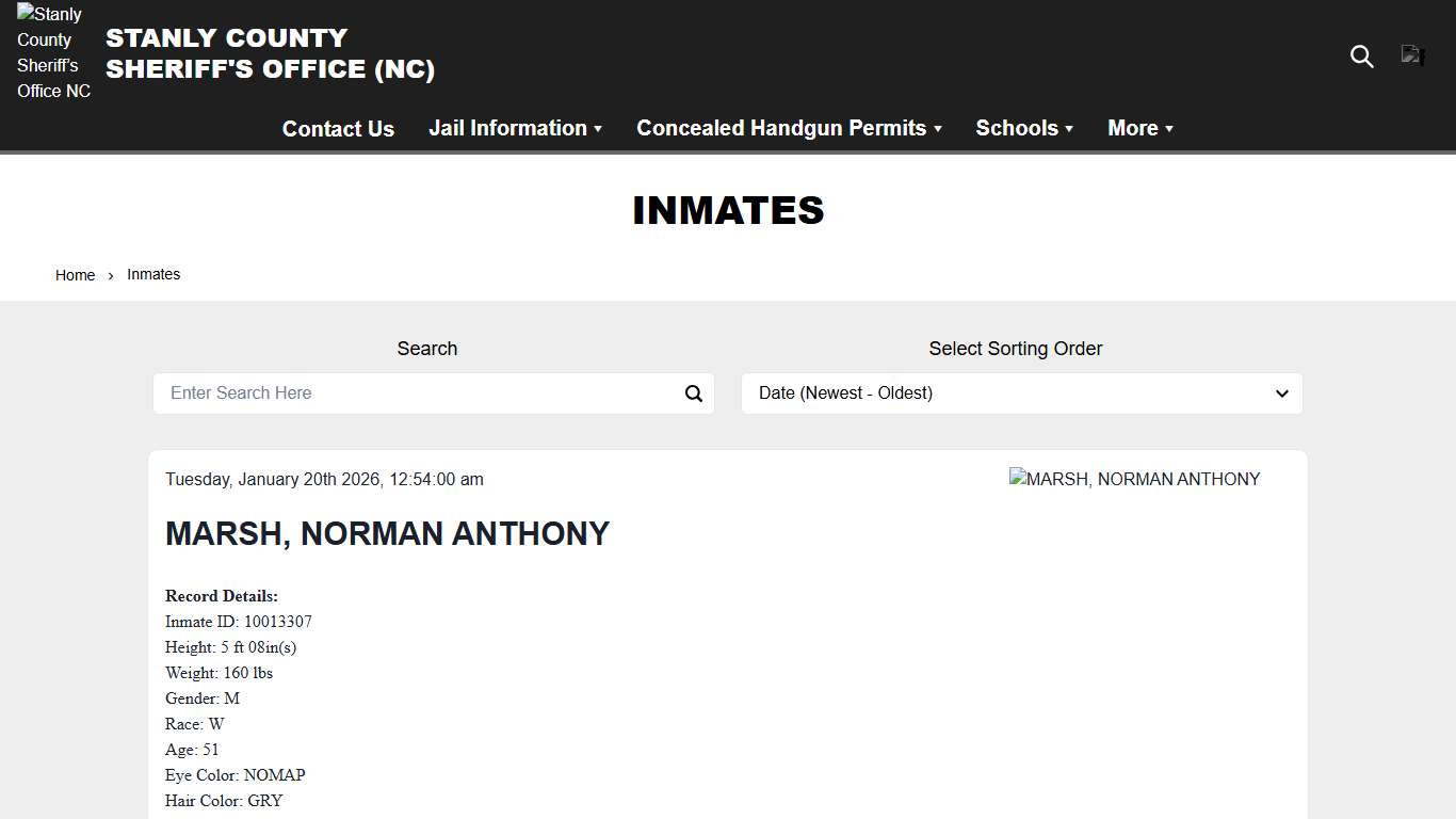 Inmates | Stanly County Sheriff’s Office NC